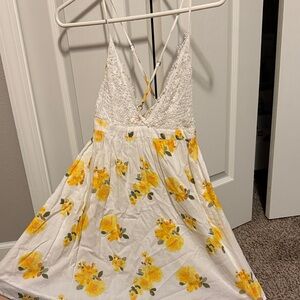 Forever 21 White and Yellow Floral Mini Dress